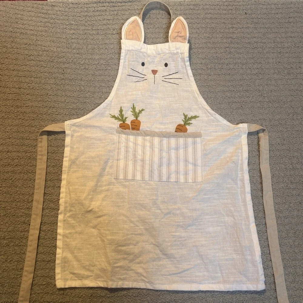 Cotton & Co Apron Bunny Ears White OS Cottagecore Farmhouse Easter Whimsical